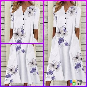 Noracora Butterfly Print Casual Maxi Dress